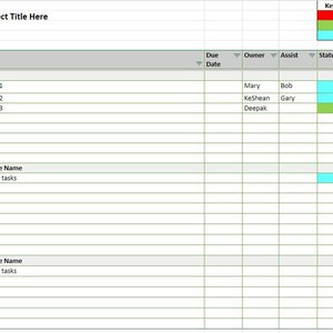 Project Plan - To Do list - Excel Spreadsheet Template to Download
