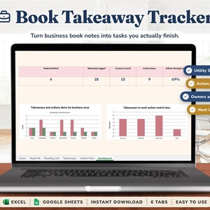 Book Takeaway Tracker Spreadsheet for Founders - Turn Business Book Notes Into Done Tasks, Excel & Google Sheets