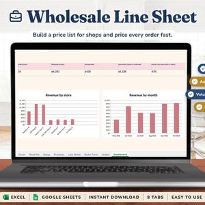 Wholesale Line Sheet Template and Order Form - Send Shops a Price List and Price Every Order, Excel & Google Sheets