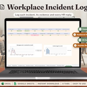 Workplace Incident & HR Documentation Log | Excel Google Sheets Employee Evidence Tracker Template | HR Complaint Record Keeping
