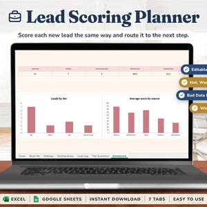 Lead Scoring Spreadsheet, Lead Qualification and Routing Planner for Consultants and Agencies, Excel and Google Sheets Template