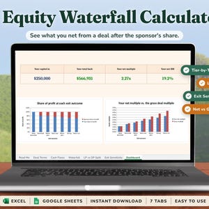Private Equity Distribution Waterfall Spreadsheet, LP Preferred Return, Catch Up and Sponsor Promote Calculator, Excel & Google Sheets