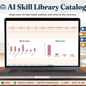 AI Skill Catalog and Workflow Tracker Spreadsheet, Agent Handoff Map and Audit Log, Automation Inventory Template, Excel & Google Sheets