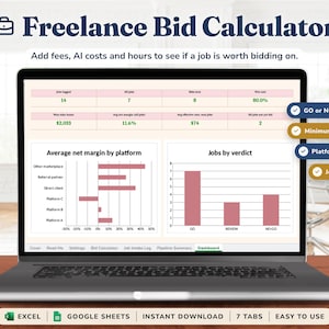Freelance Bid Margin Calculator, Project Profit Spreadsheet, Job Intake Tracker for Freelancers and AI Agencies, Excel & Google Sheets