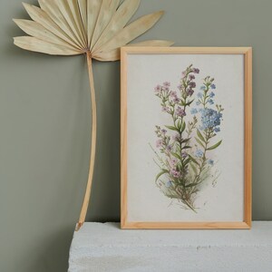 Dainty Vintage Flowers ~ Forgetmenots Watercolor Print ~ Nursery Decor ~ Cottage Wall Art ~ Printable Download
