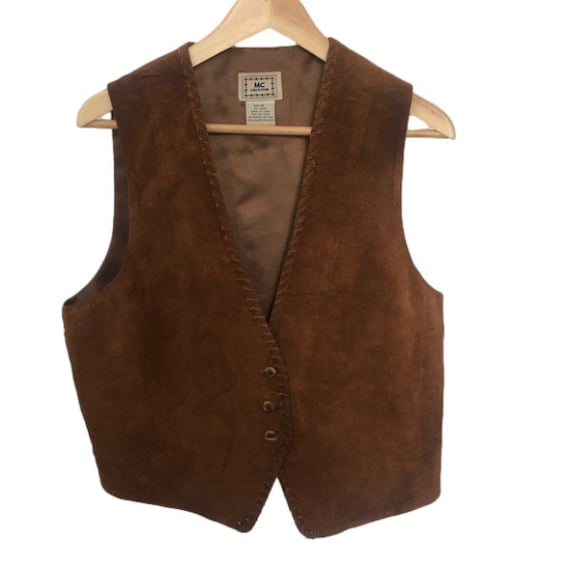 vintage en cuir suédé Boho gilet gilet moyen - image 1