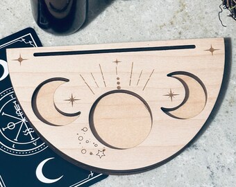 Single Card Triple Moon Tarot Stand Altar Oracle Card Holder