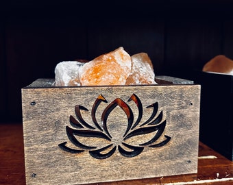 Handmade Lotus Himalayan Meditation Salt Lamp | Halotherapy | Salt Box Lamps |