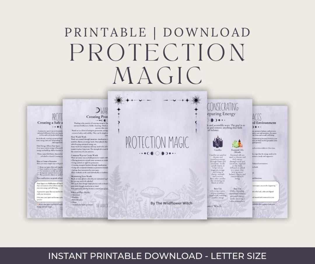 Protection Magic Protection Magic Guide Printable Grimoire Book of Shadows 23 Page ...