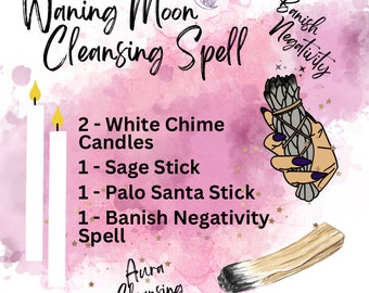 Waning Moon Cleansing Spell Kit | DIY Moon Phase Spell Kit | Banishment Spell | Wiccan | Baby Witch Kit | Lunar Magick | Pagan Supplies