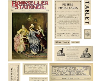 Vintage Bookseller Ads: Printable Ephemera for Junk Journals (Digital Download)