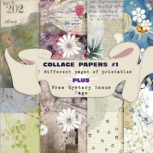 Papéis de colagem para Junk Journaling e Scrapbooking JPEG em formato A4 e Carta 300 DPI Único