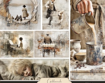 Vintage People No.3 - Painterly sepia people for junk journals, scrapbooking, and card-making.