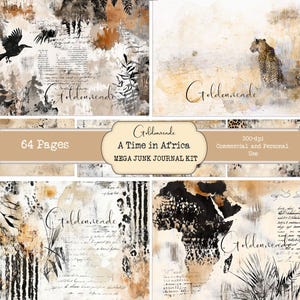 A Time in Africa: Mega Junk Journal Kit. Unico. 40 fogli. 24 pagine di effimeri. Download immediato. Safari. Goldenmeade. Alta qualità.
