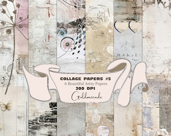 Collage Papers #5. Digital Kit. Instant Download. Junk Journals. Scrapbooking. Goldenmeade. Silhouette.