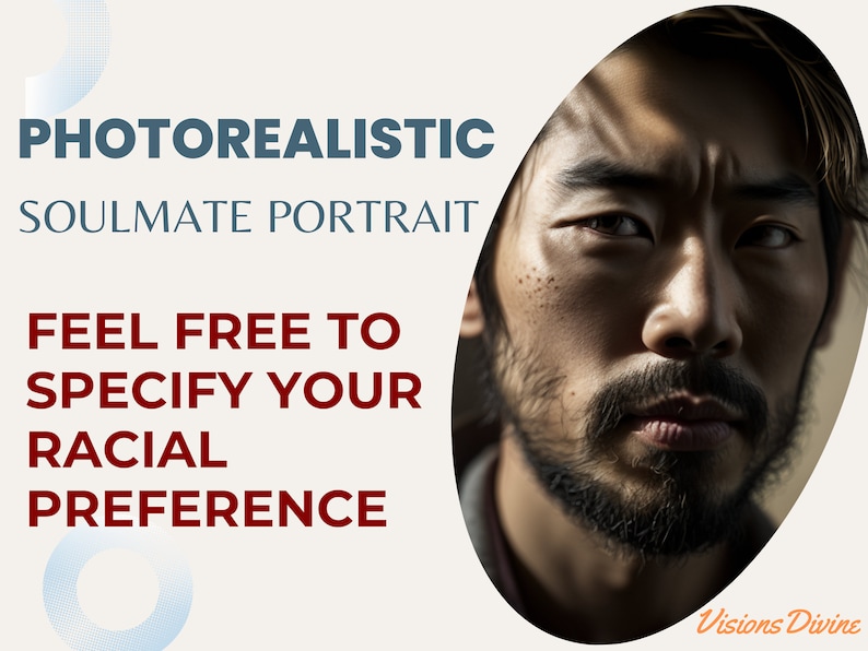 Pode incluir: Retrato fotorrealista de uma alma g&ecirc;mea com o texto "Sinta-se &agrave; vontade para especificar sua prefer&ecirc;ncia racial" em letras vermelhas. A imagem apresenta um close-up do rosto de um homem com barba, olhando diretamente para o espectador.