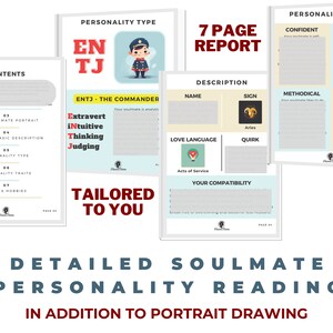Pode incluir: Um relat&oacute;rio de 7 p&aacute;ginas com uma leitura detalhada da personalidade e um desenho de retrato. O relat&oacute;rio inclui um tipo de personalidade, tra&ccedil;os, linguagem de amor e compatibilidade. O relat&oacute;rio &eacute; adaptado a voc&ecirc;.