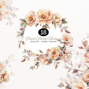Aquarell Pfirsich Pfingstrosen Floral Clipart Pfirsich Pfingstrose Fuzz Blumen Blush Floral Clipart Pastell Orange Blumen Border Peony Cream Floral Peachy