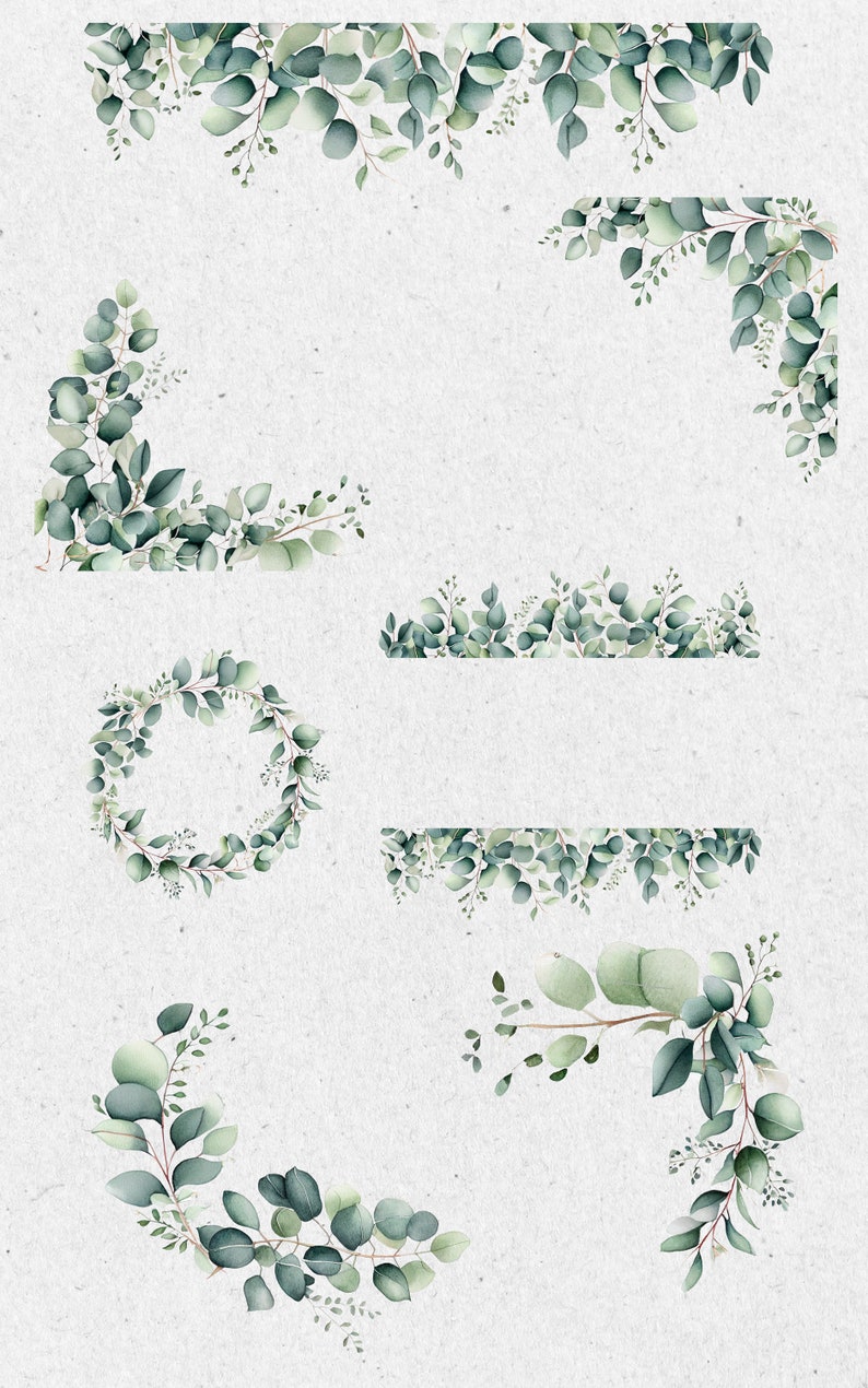 eucalyptus border	eucalyptus clipart	eucalyptus corner	eucalyptus png	floral frame design	foliage wreath png	greenery arrangement	green leaves png	foliage clipart png	greenery wedding	green leaves	greenery frame	greenery invite