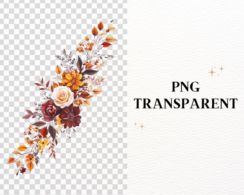 Watercolor Fall Botanical Clipart Autumn Flowers Illustrations Clip art Floral Fall png Autumn Leaves Foliage Sublimation Autumn Florals
