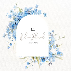 Clipart floreale blu polveroso dell'acquerello, clipart clipart fiori di campo blu, bordo floreale blu polveroso Png, bordo floreale dell'acquerello, fiori blu