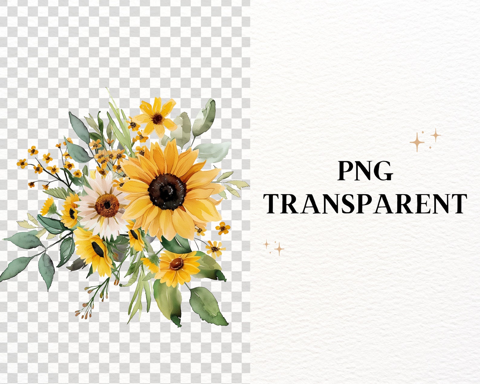 Watercolor Sunflower Floral PNG Clipart Watercolor Floral Clipart ...