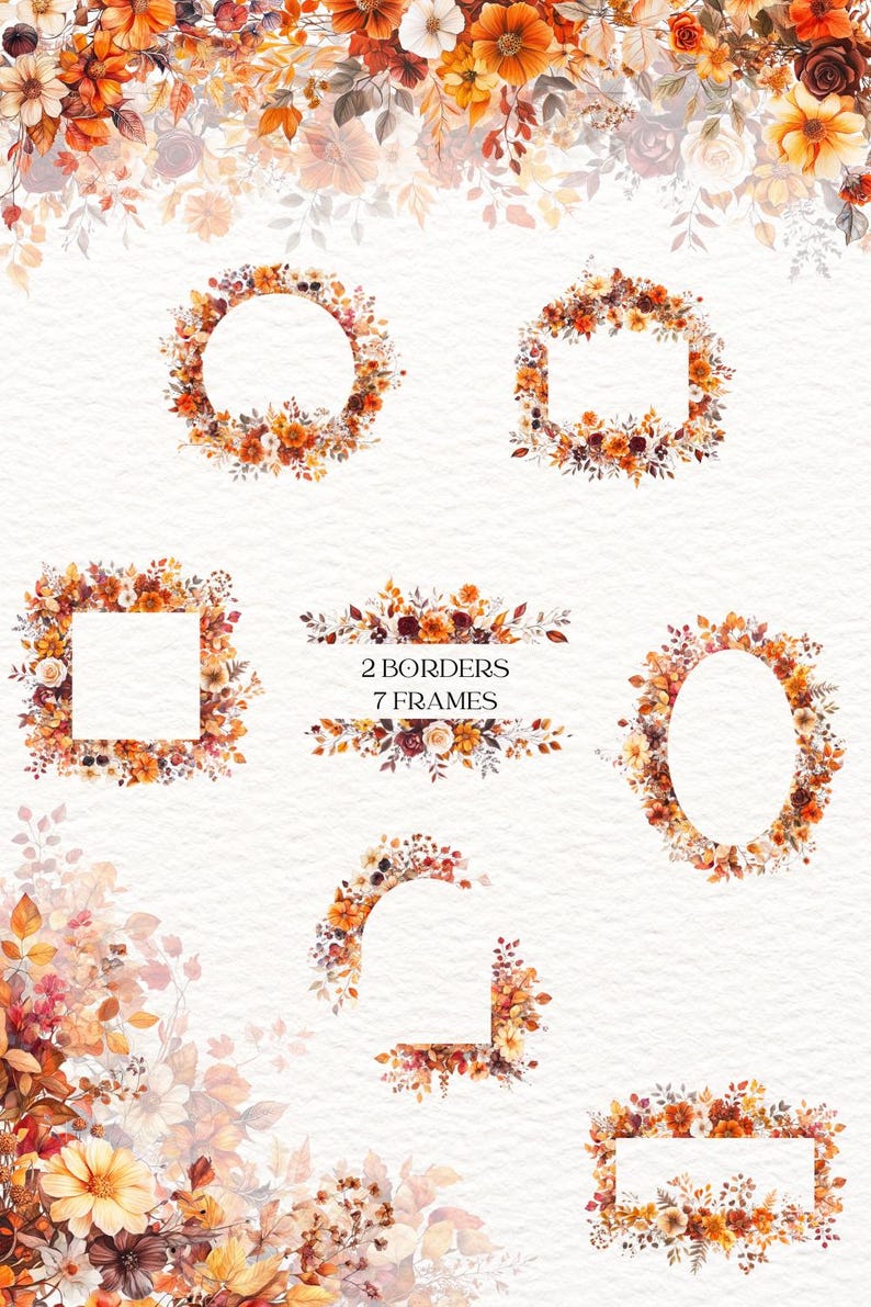 Watercolor Fall Botanical Clipart Autumn Flowers Illustrations Clip art Floral Fall png Autumn Leaves Foliage Sublimation Autumn Florals