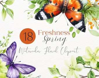 Watercolor Wild Floral Clipart Wildflowers Floral Clipart Floral border PNG Spring Flowers PNG Summer Flowers Wild Flowers Butterfly Clipart