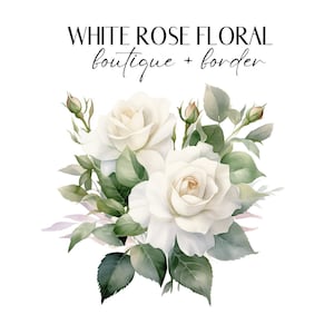 Aquarell weiße Rosen Clipart, weiße Rosen PNG, weiße Rose Blumen Blumensträuße Clipart, Hochzeitseinladung, vorgefertigte Rose Blumen Clipart