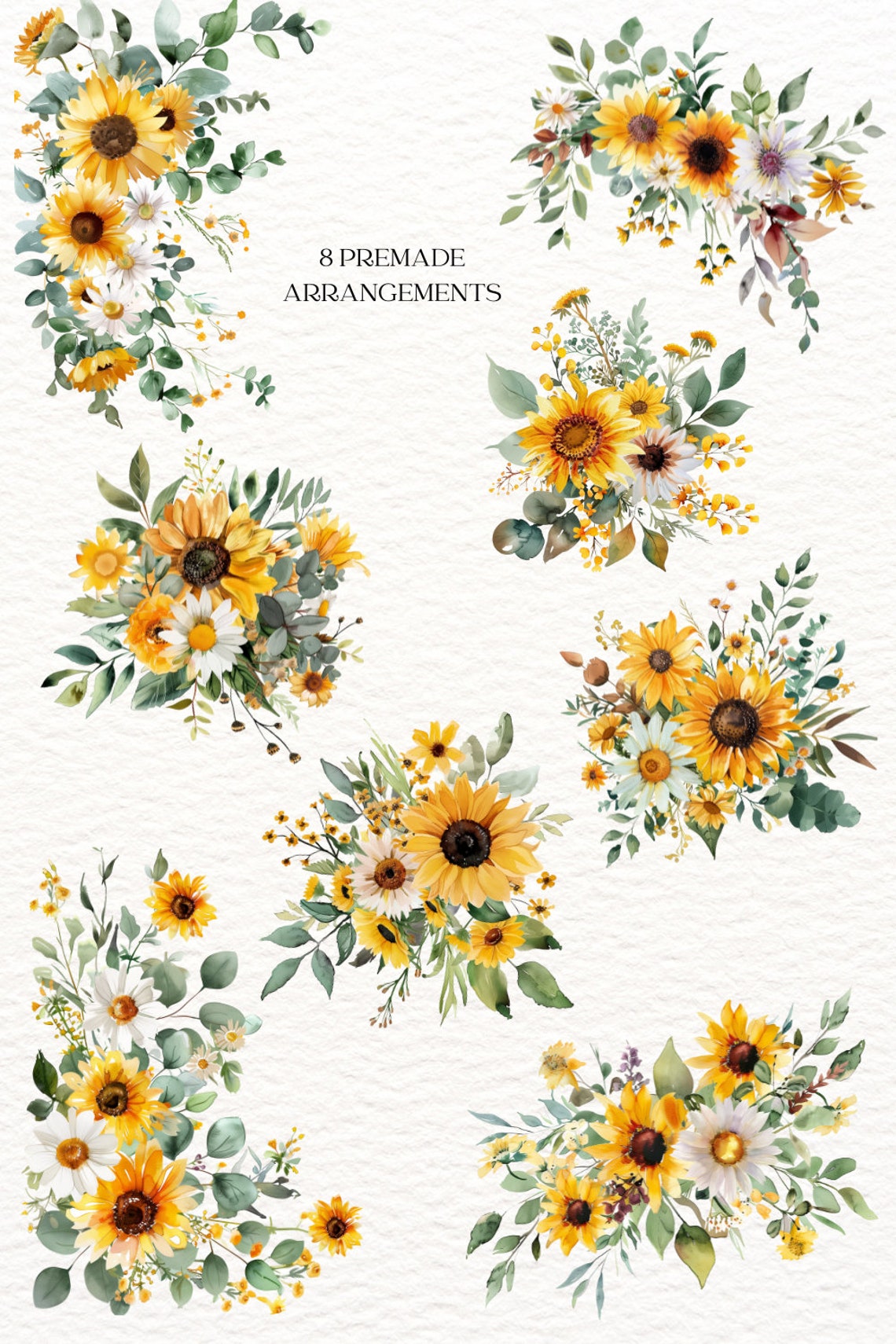 Watercolor Sunflower Floral PNG Clipart Watercolor Floral Clipart ...