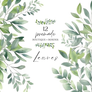 Aquarelle verdure des cliparts, clipart botanique, feuillage PNG, aménagements de verdure, forêt verdure bordure des cliparts, couronne de verdure PNG
