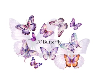 Watercolor Purple Butterfly Clipart Bundle, Watercolor Butterfly Stickers Clipart,  Butterfly Illustrations, Wedding Clipart, Commercial Use