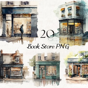 Bundle de cliparts aquarelle librairie confortable, clipart bibliothèque maison confortable, clipart librairie, pluie librairie PNG, librairie Français, bibliothèque PNG