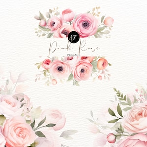 Aquarel roze rozen clipart roze bloem clipart eucalyptus clipart premade roos boeketten clipart eucalyptus hoekrand groen set
