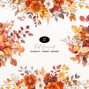 Clipart Botanico Acquerello Fiori Autunnali Clipart Floreale Autunno PNG Foglie Autunnali Clipart Fiori Autunnali Bundle Clipart Ringraziamento