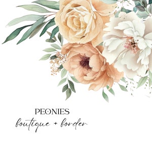 Aquarell Pfingstrosen Clipart, Pastelle Pfingstrosen Blumen, Blumensträuße Clipart Png, Pfingstrosen Bundle PNG, Kartenherstellung, Scrapbooking