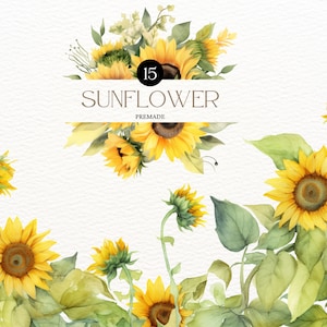 Aquarelle florale tournesol PNG Clipart Bouquet aquarelle florale des cliparts Tournesol Couronne de tournesol Art botanique aquarelle floral Clipart