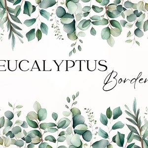 Eucalyptus Watercolor Border, Eucalyptus Corner Border Wedding Invitation, Greenery Set, Green Leaves Frame PNG, Floral Border PNG