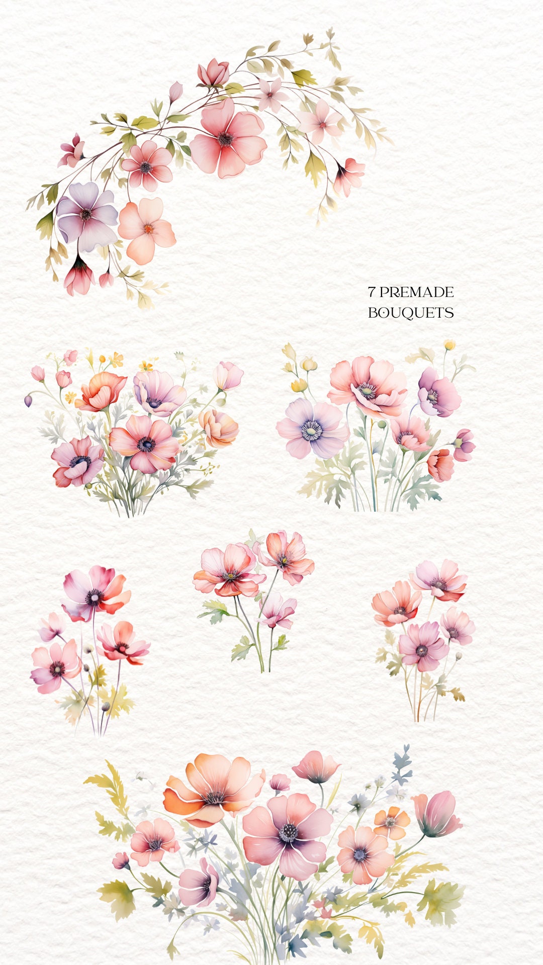Watercolor Spring Flowers Clipart Spring Clipart Blush - Etsy