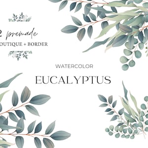 Watercolor Eucalyptus Clipart, Greenery Watercolor Clipart, Eucalyptus Clipart, Greenery Bundle Clipart, Sage Green