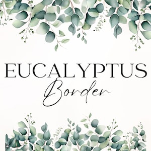 Borda em aquarela de eucalipto, convite de casamento com borda de canto de eucalipto, conjunto de vegetação, moldura de folhas verdes PNG, borda floral PNG