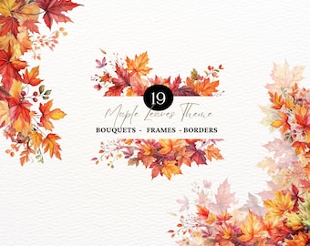 Watercolor Maple Leaf Clipart Fall Leaf Dry Leaves Autumn Leaves Clipart Fall Leaf Clipart Autumn Leaf Bouquet Fall Wreath Fall Foliage