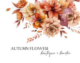 Watercolor Floral Clipart, Autumn Clipart, Autumn Floral Clipart, Watercolor Autumn Bouquets,  Fall Clipart