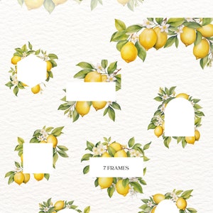 Watercolor Lemon Wedding Clipart Bundle Summer Clipart Lemon Wreath ...