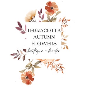 Aquarelle fleur en terre cuite des cliparts, pack de cliparts floraux en terre cuite, des cliparts automne, des fleurs neutres orange et marron, des cliparts floraux préfabriqués
