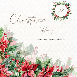 Natal aquarela floral borda de inverno PNG flor de natal clipart tema de inverno floral flor gelada inverno flor vermelha download digital