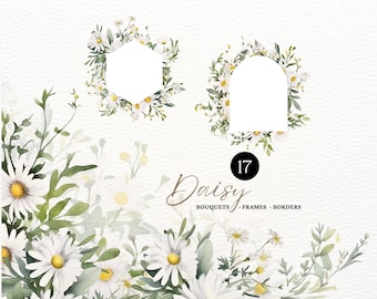 Watercolor Daisy Clipart Pure Bridal flower Watercolor Daisy Flower PNG White Flower Wedding Invitation Clipart Watercolor Wedding Clipart