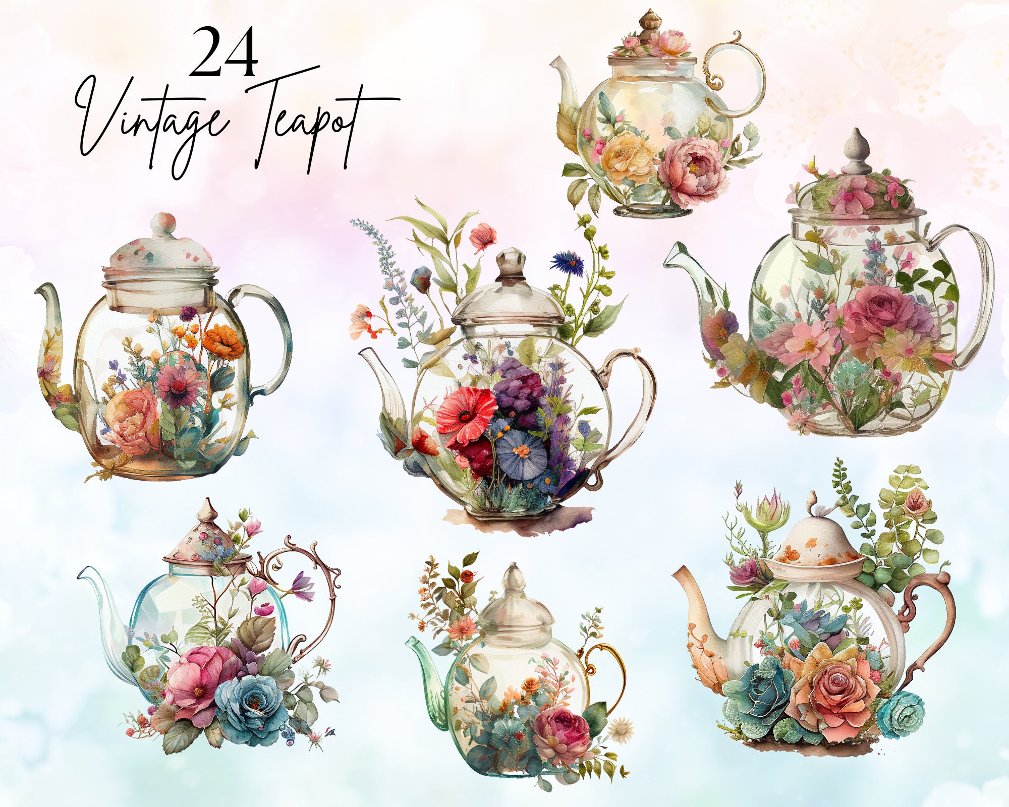 Watercolor Christmas Teapot Tea Time Clipart (2864619)