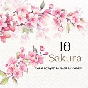 Aquarell Kirschblüten, Kirschblüten Clipart, Sakura Clipart, Blumenrahmen, Blumenkränze, Frühling Blumen Rosa, Japanische Sakura png