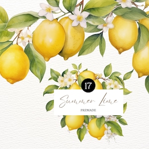Aquarela Limão Casamento Clipart Pacote Verão Clipart Coroa De Limão Clipart Limão Png Impressão De Limão Flores De Limão Floral PNG Digital PNG